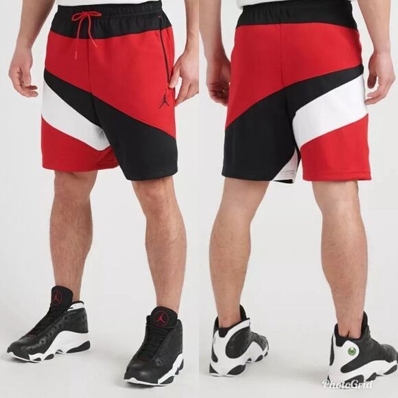 Nike Air Jordan Jumpman Tricot Wave Shorts Bulls BRED XI Black Red White - Picture 1 of 7